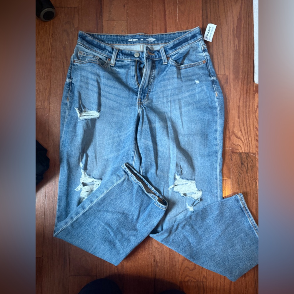 Old Navy Women’s High-Rise Curvy OG Loose Relaxed Distressed Denim Petite Jeans